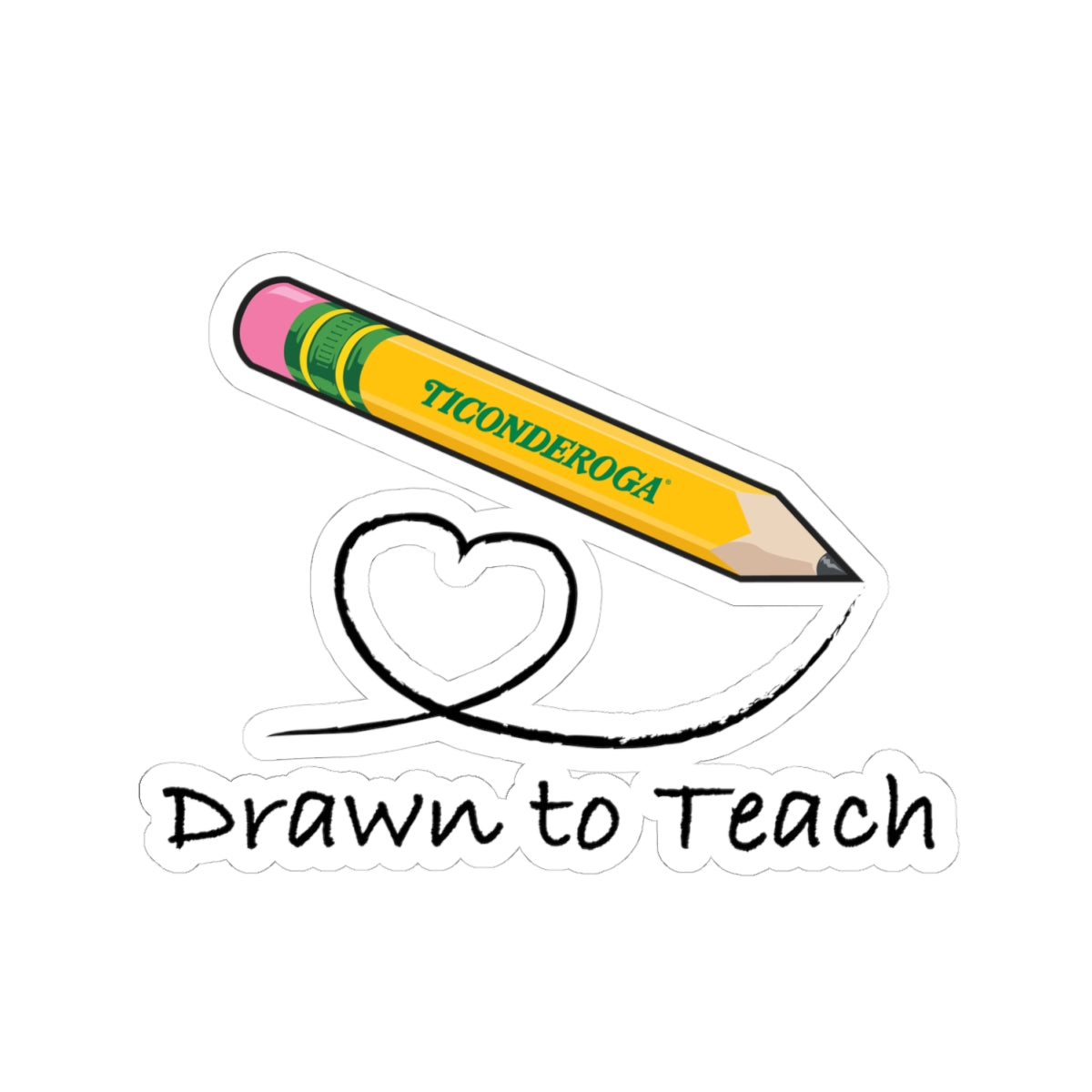 Drawn To Teach 4 x 4 inch Vinyl Sticker