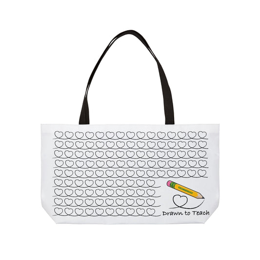 Drawn to Teach Lined Weekender Tote Bag 24" x 13"