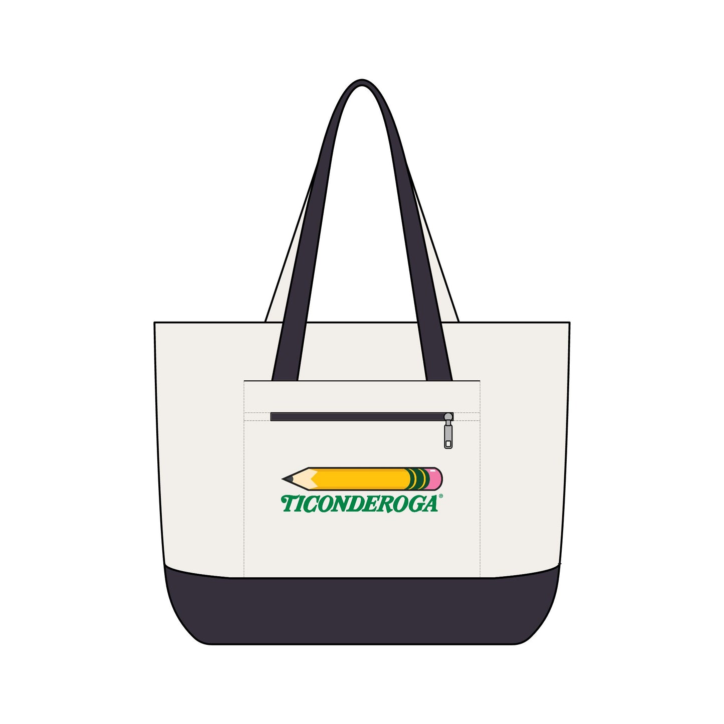 Ticonderoga Pencil Canvas Tote — Zippered School & Teacher Tote Bag